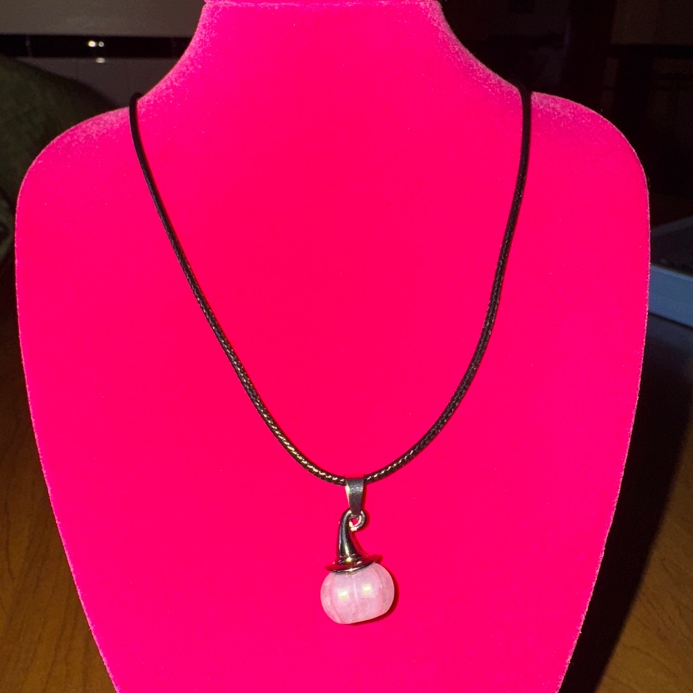 Rose Quartz Pumpkin Pendant Necklace - Women's Jewelry